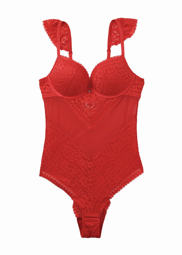 AMINA Lace Push-up Bodysuit Red Sexy Lingerie-imgsize-38D