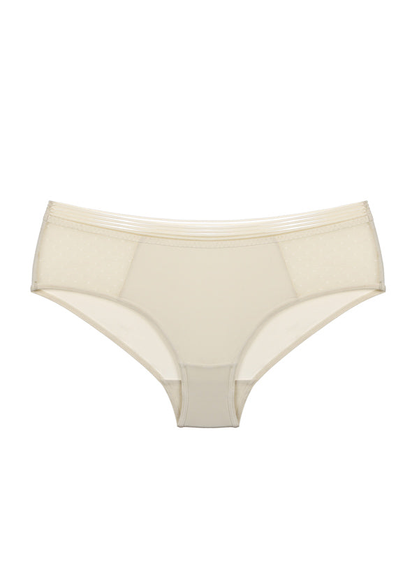 REESE Dotted Mesh Casual Boyshort Beige Panties