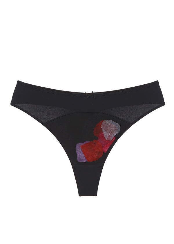 YOLANDA Superfine Fabric Mesh Rose Thong Panties