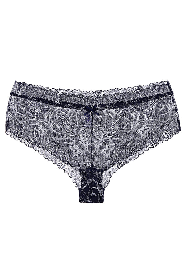 EVELYN Flower Pattern Contrast Color Lace Boyshorts Panties