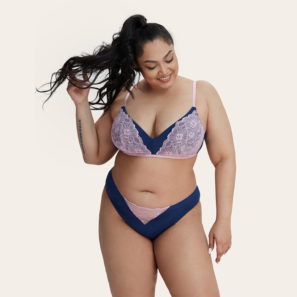 IRENE Lace Wireless Molded Triangle Bralette Bra-imgsize-40D