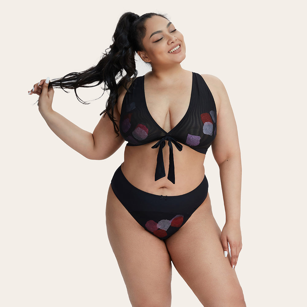 YOLANDA Superfine Fabric Mesh Rose Thong Panties-imgsize-XXL