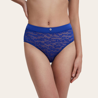 NOVA Leopard-Pattern Mesh Sexy High Waist Brief