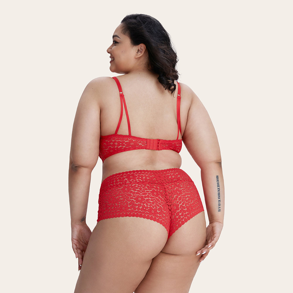 AMINA Floral Lace Sweet Love Red Boyshorts-imgsize-XXL