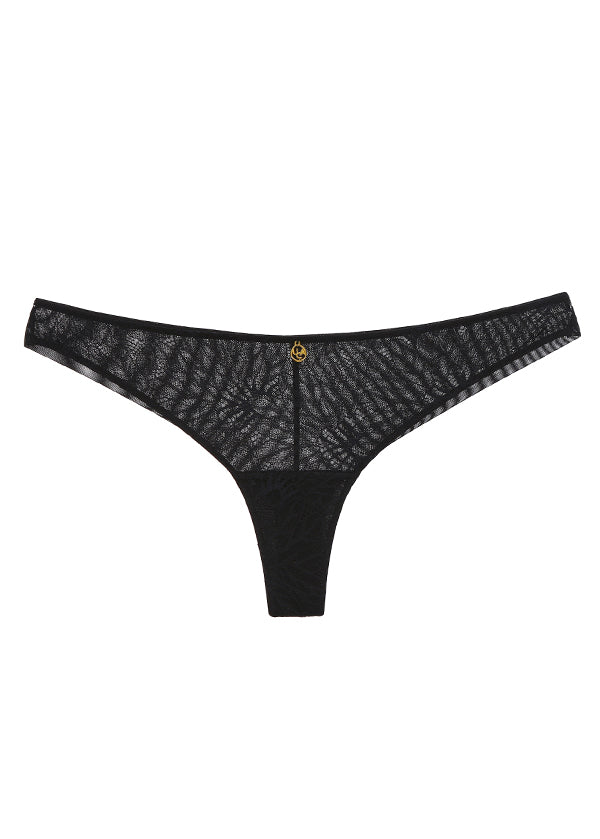 KAYLA Glamorous Low Rise Lace Black Tangas Panties