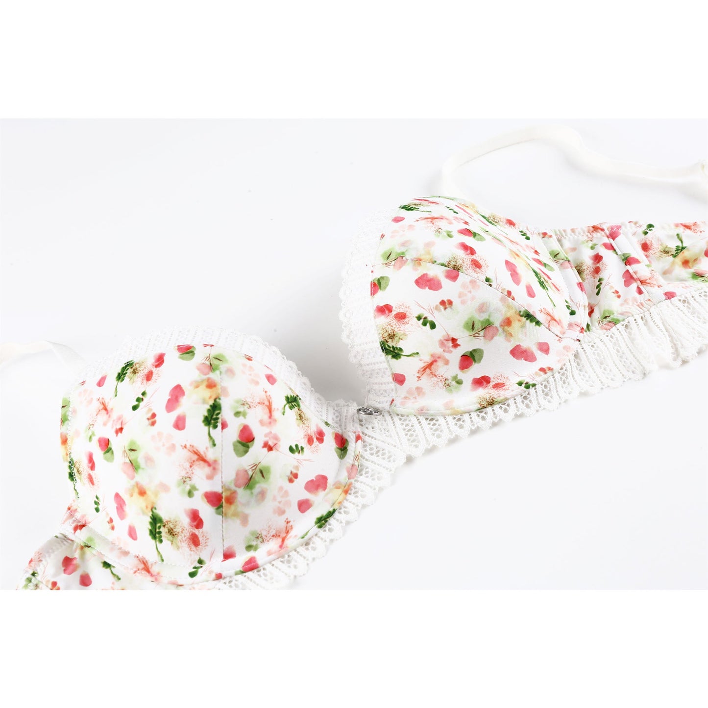 MELANIE Printed Plunge Lace Molded Padded Demi Bra