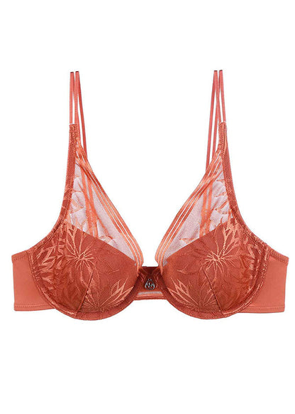 NATALIE Glamorous Sexy Plunge Molded FLoral Lace Bra