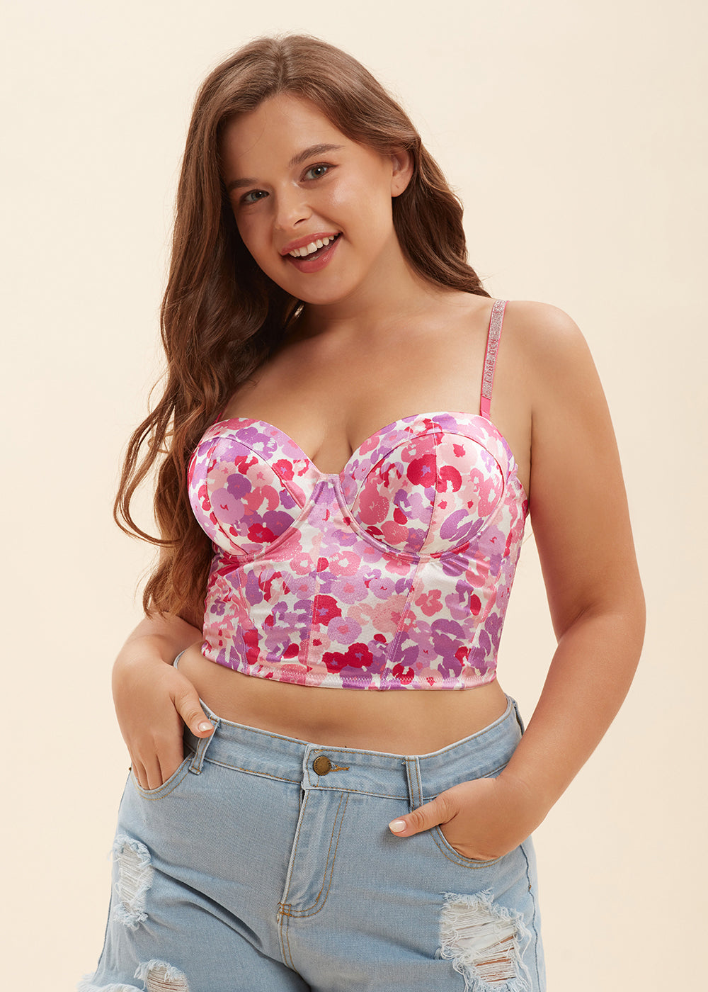 PANDORA Sexy Printed Corset Long Bra-imgsize-38D