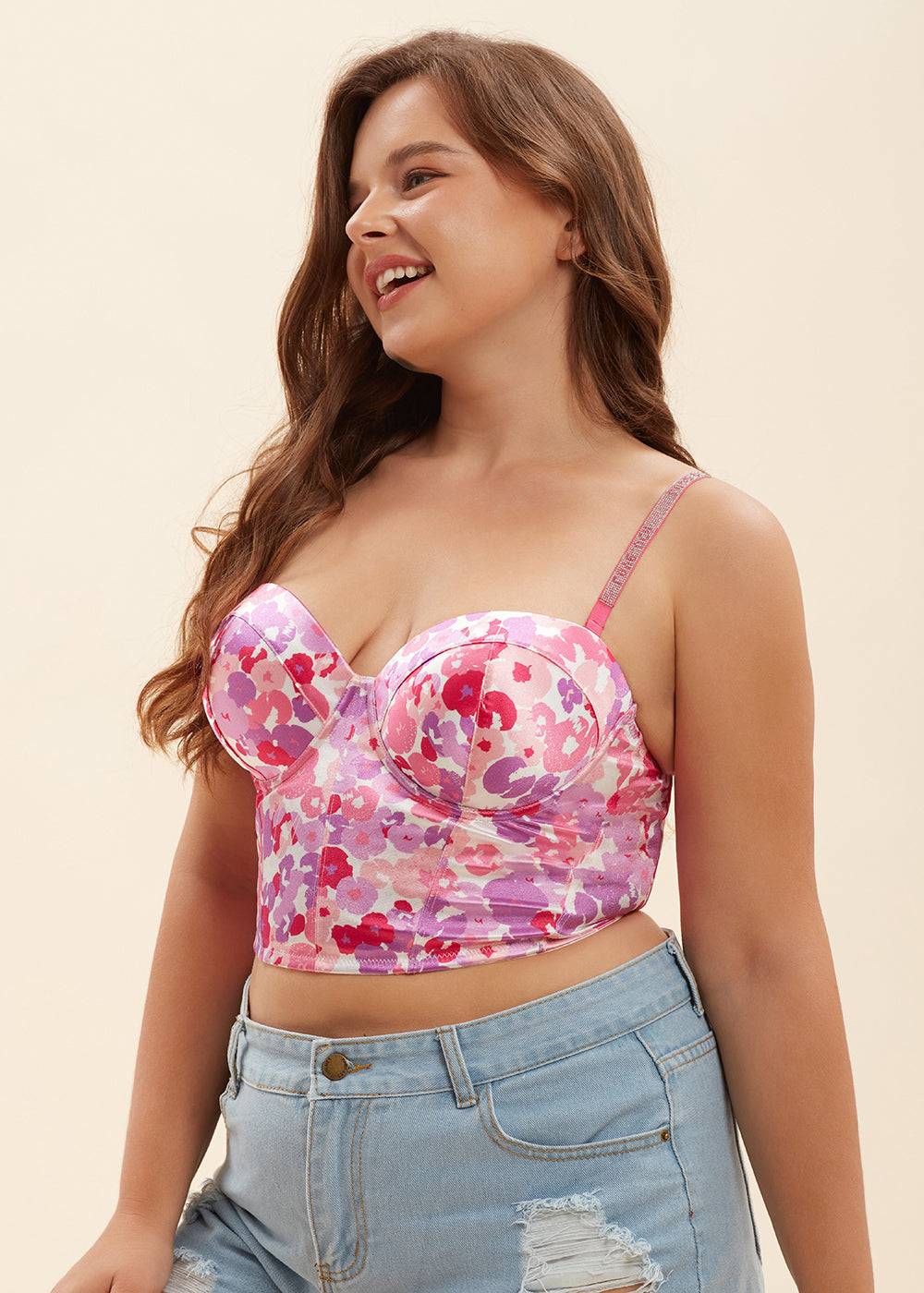 PANDORA Sexy Printed Corset Long Bra-imgsize-38D