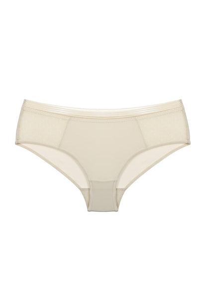 REESE Dotted Mesh Casual Boyshort Beige Panties