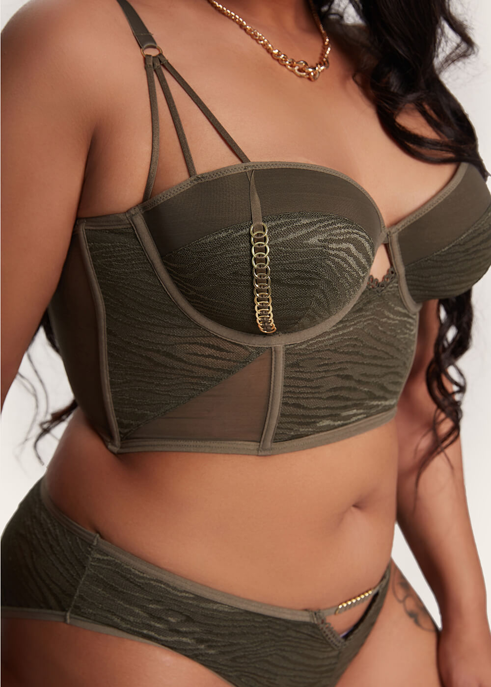 Yoko Sexy Zebra Mesh Corset Long Bra-imgsize-38D