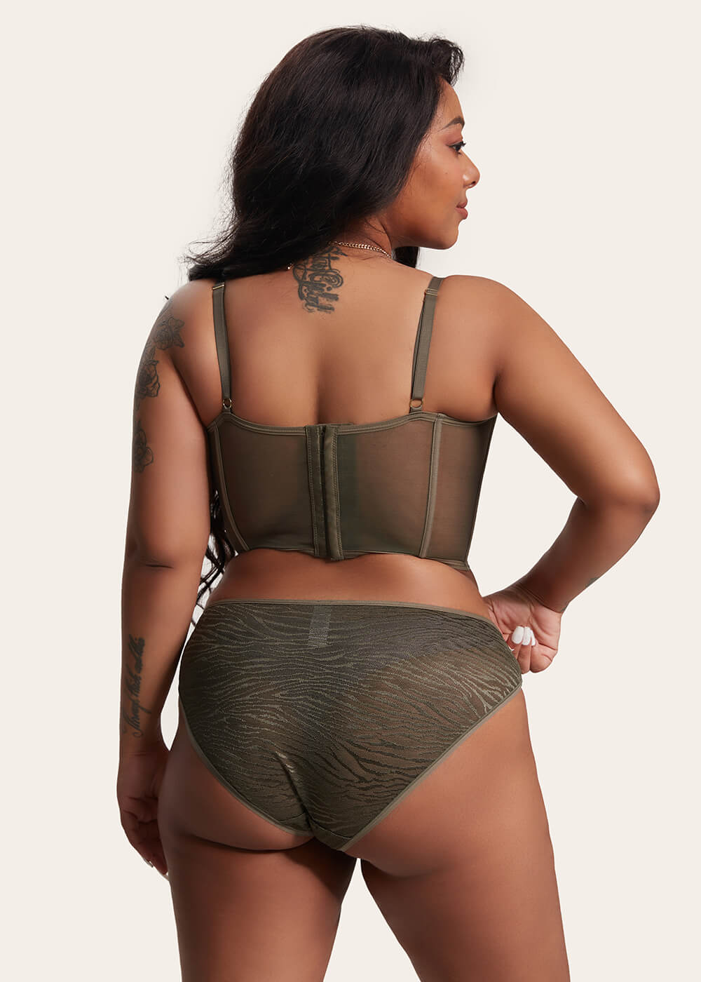 Yoko Sexy Zebra Mesh Corset Long Bra-imgsize-38D