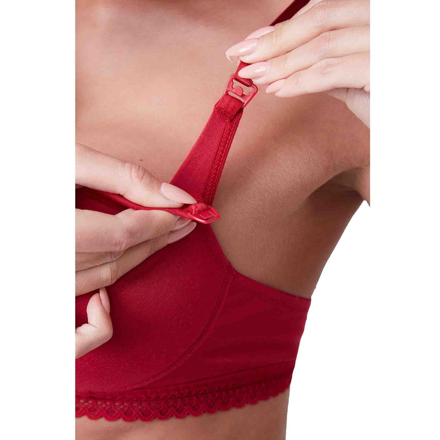 GIANNA Comfort Cotton Red Molded Maternity Nursing Bra