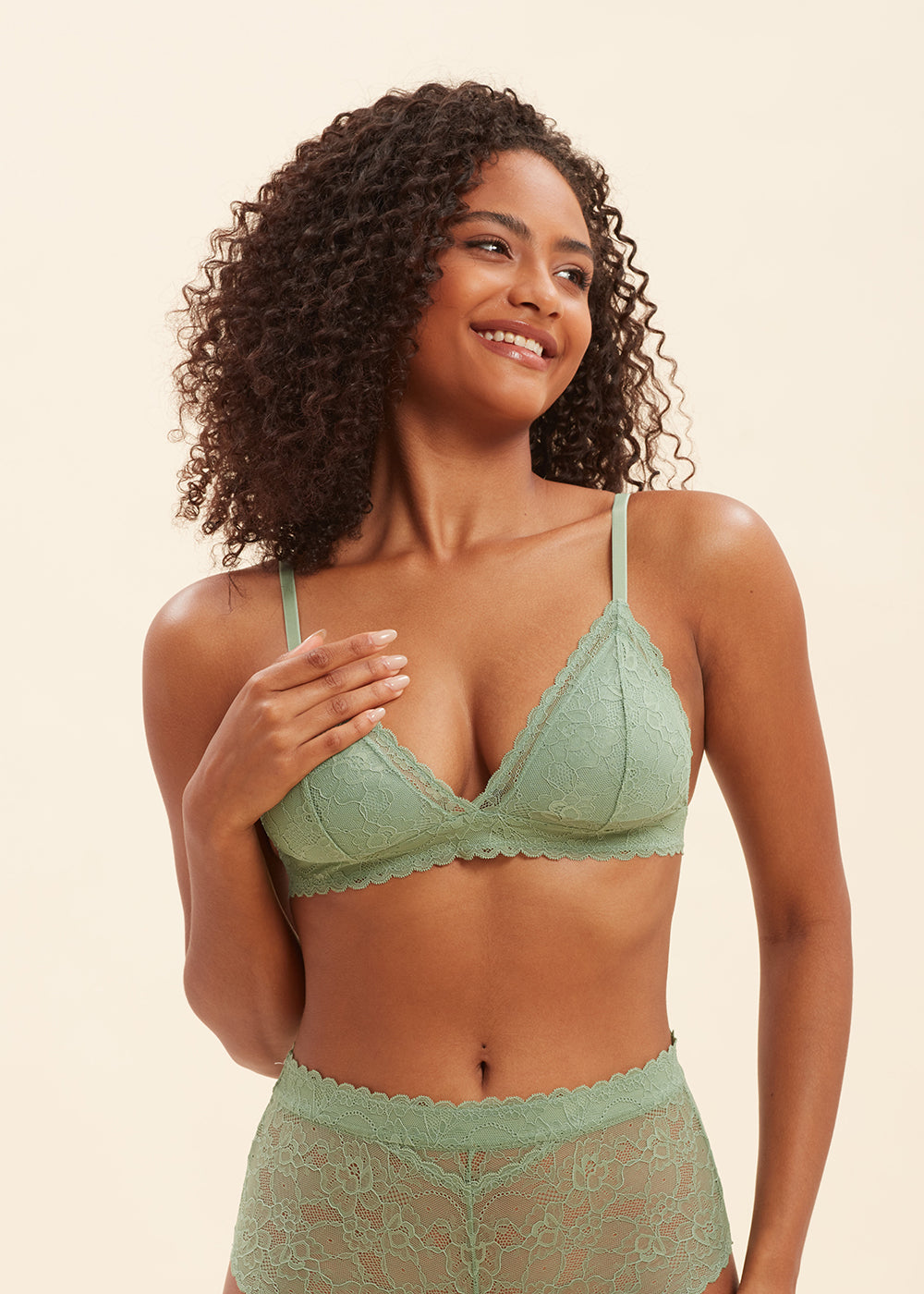 LILY Comfort Triangle  Wireless Recycled Lace Bralette
