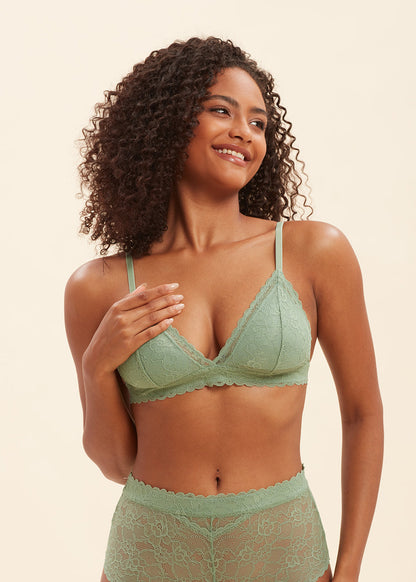 LILY Comfort Triangle  Wireless Recycled Lace Bralette