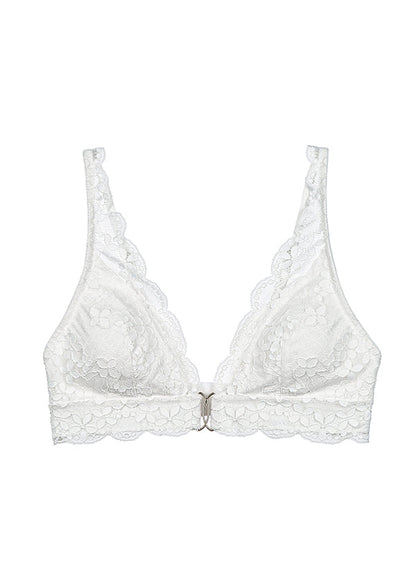 MIA Wireless White Lace Bralettes in Triangle Cup with Racerback
