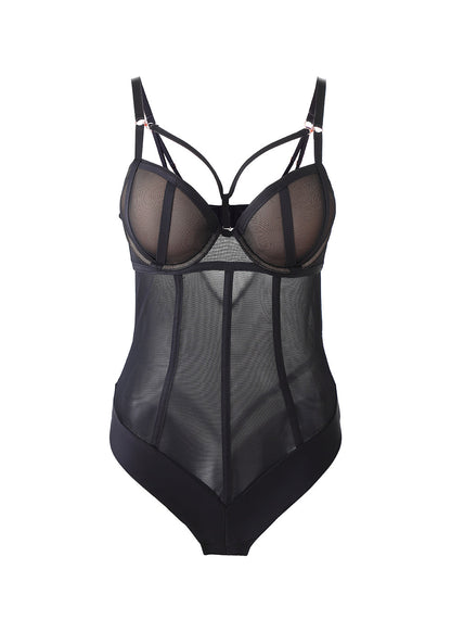 TINA Sexy Push-Up Mesh Black Bodysuit-imgsize-38D