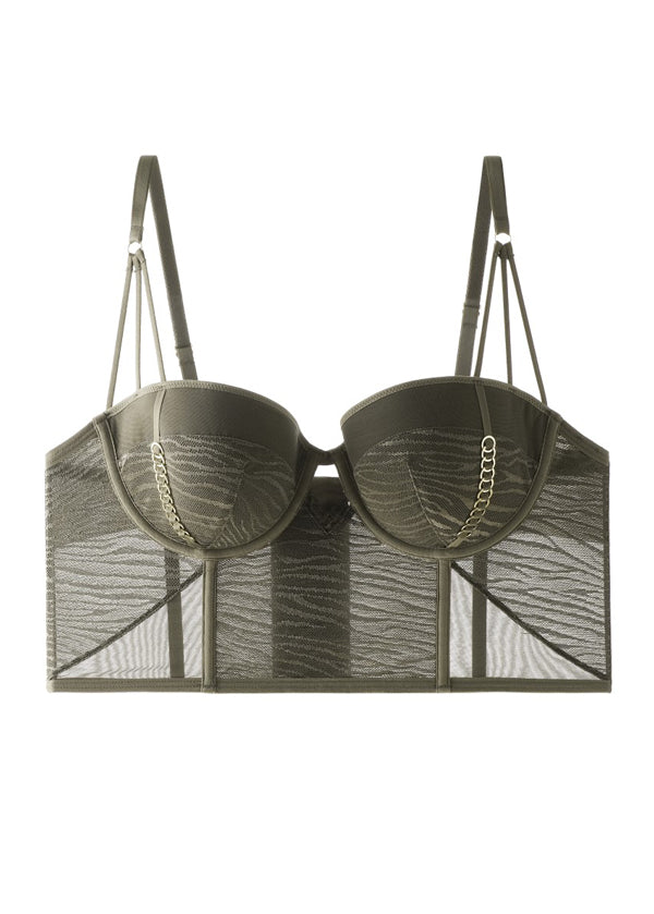 Yoko Sexy Zebra Mesh Corset Long Bra