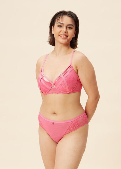 ZENDAYA Sexy Recycled Lace Underwired Bra in Pink-imgsize-38D